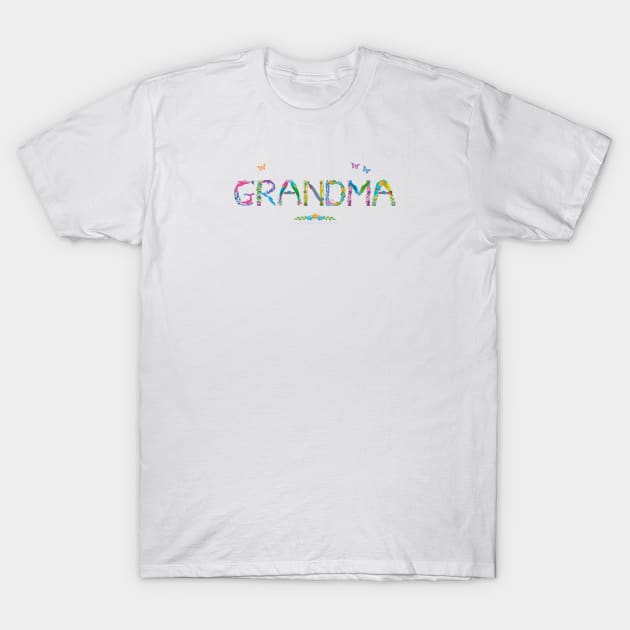 GRANDMA - tropical word art T-Shirt by DawnDesignsWordArt